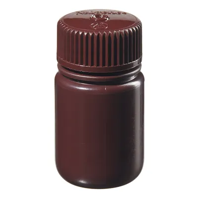 Nalgene BTL AMBR W/M HDPE, 8 oz (250 ml) Amber Wide-Mouth Bottle, HDPE, Amber PP Screw Cap, 250 ml, Part No. 2106-0008 - Image 4