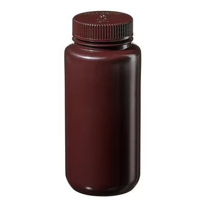 Nalgene BTL AMBR W/M HDPE, 8 oz (250 ml) Amber Wide-Mouth Bottle, HDPE, Amber PP Screw Cap, 250 ml, Part No. 2106-0008 - Image 6